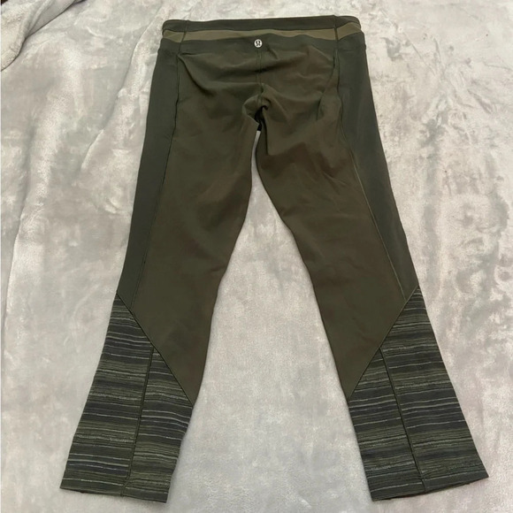 Lululemon Give Me Qi Crop Cyber Stripe Gator Fatigue Green black 21277 - Picture 8 of 11